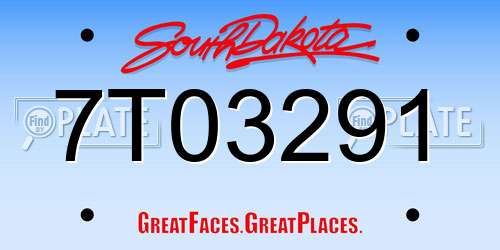 7T03291 South Dakota License Plate