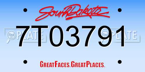 7T03791 South Dakota License Plate