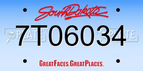 7T06034 South Dakota License Plate