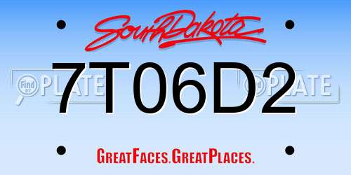 7T06D2 South Dakota License Plate