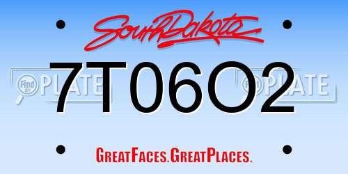 7T06O2 South Dakota License Plate