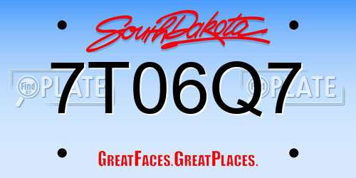 7T06Q7 South Dakota License Plate