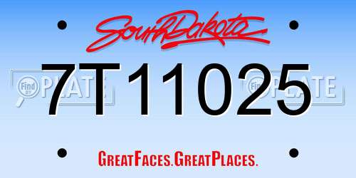 7T11025 South Dakota License Plate