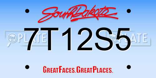 7T12S5 South Dakota License Plate
