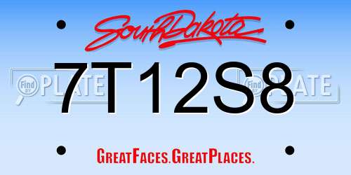 7T12S8 South Dakota License Plate