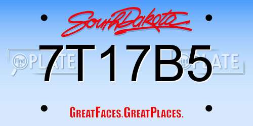 7T17B5 South Dakota License Plate