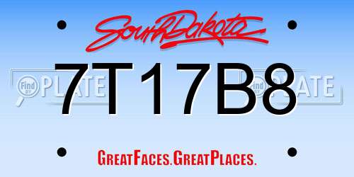 7T17B8 South Dakota License Plate