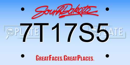 7T17S5 South Dakota License Plate