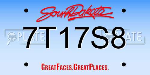 7T17S8 South Dakota License Plate