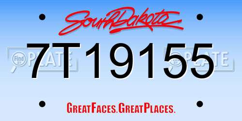 7T19155 South Dakota License Plate