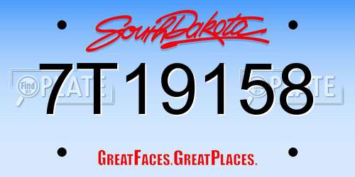 7T19158 South Dakota License Plate