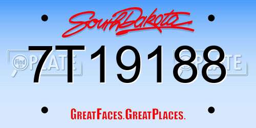 7T19188 South Dakota License Plate