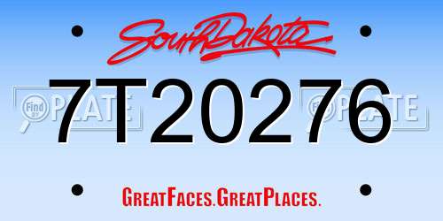 7T20276 South Dakota License Plate