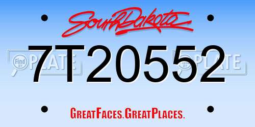 7T20552 South Dakota License Plate