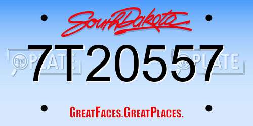 7T20557 South Dakota License Plate