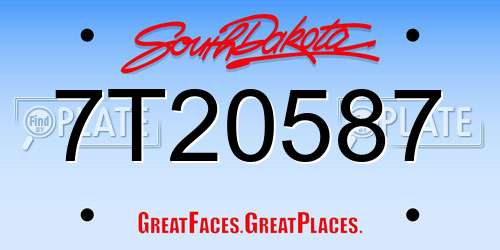 7T20587 South Dakota License Plate
