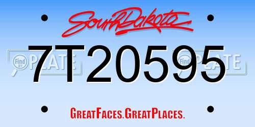 7T20595 South Dakota License Plate
