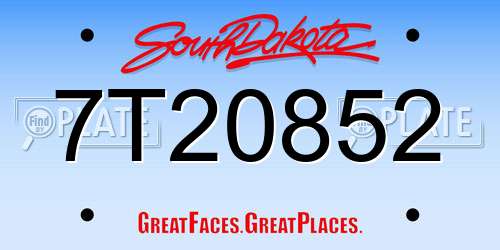 7T20852 South Dakota License Plate
