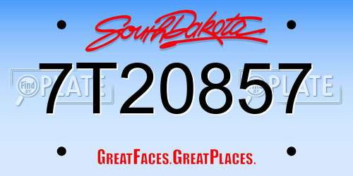 7T20857 South Dakota License Plate