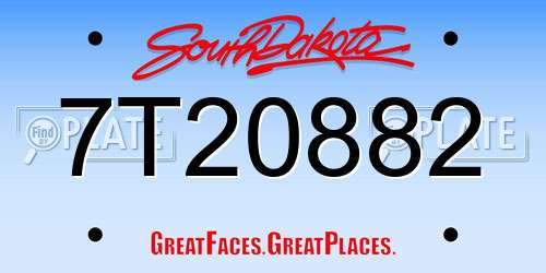 7T20882 South Dakota License Plate
