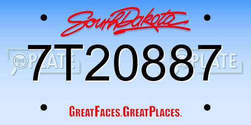 7T20887 South Dakota License Plate