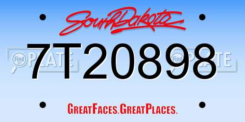7T20898 South Dakota License Plate