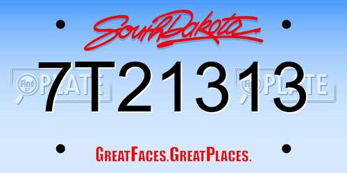7T21313 South Dakota License Plate