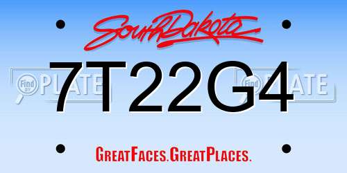 7T22G4 South Dakota License Plate