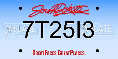 7T25I3 South Dakota License Plate