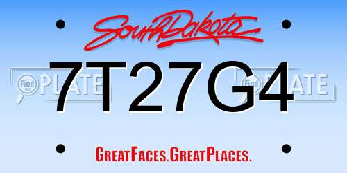 7T27G4 South Dakota License Plate