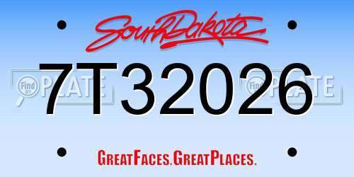 7T32026 South Dakota License Plate