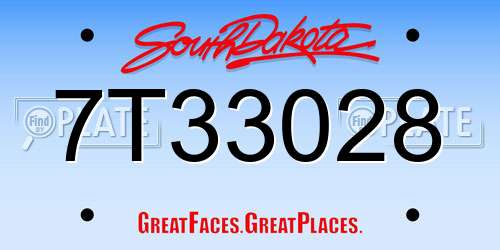 7T33028 South Dakota License Plate