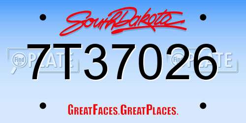 7T37026 South Dakota License Plate