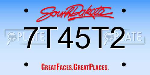 7T45T2 South Dakota License Plate