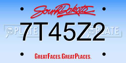7T45Z2 South Dakota License Plate