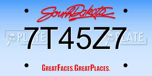 7T45Z7 South Dakota License Plate