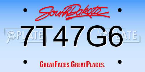 7T47G6 South Dakota License Plate