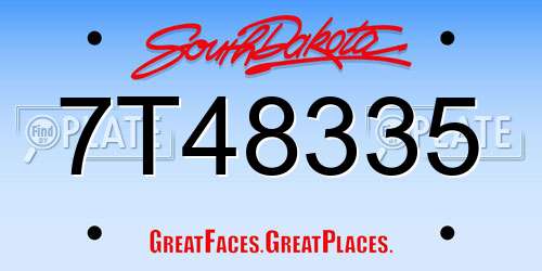 7T48335 South Dakota License Plate