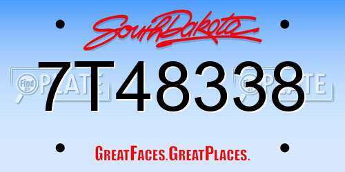 7T48338 South Dakota License Plate