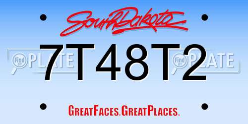 7T48T2 South Dakota License Plate