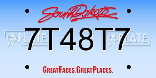 7T48T7 South Dakota License Plate