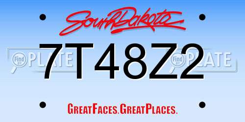 7T48Z2 South Dakota License Plate
