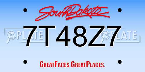 7T48Z7 South Dakota License Plate