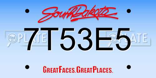 7T53E5 South Dakota License Plate