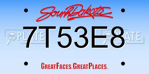 7T53E8 South Dakota License Plate