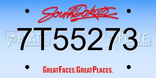 7T55273 South Dakota License Plate