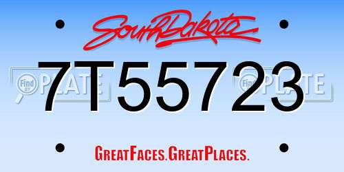 7T55723 South Dakota License Plate