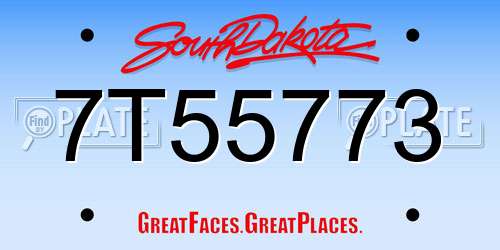 7T55773 South Dakota License Plate