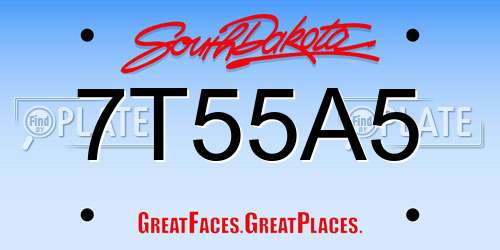 7T55A5 South Dakota License Plate