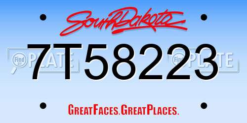 7T58223 South Dakota License Plate